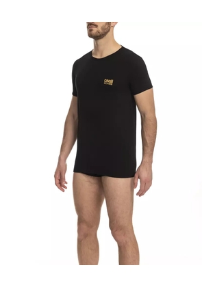 Cavalli Class Black Cotton Men T-Shirt - M