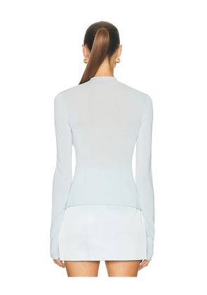 Camila Coelho Pauline Mock Neck Sweater in Baby Blue. Size S. Also in XS, M.