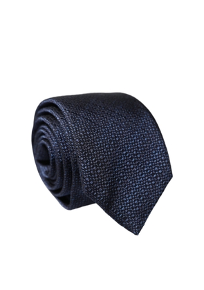 Dolce & Gabbana Navy Blue Textured Silk Adjustable Men Tied Necktie Tie