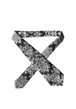 Dolce & Gabbana Black Silver Floral Silk Adjustable Women Necktie Tie