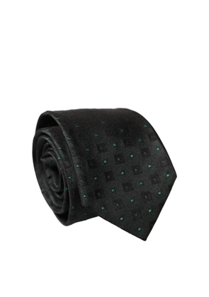 Dolce & Gabbana Black Geometric Silk Adjustable Men Tied Necktie Tie