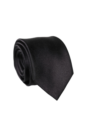 Dolce & Gabbana Black Solid Silk Satin Wide Adjustable Men Necktie Tie