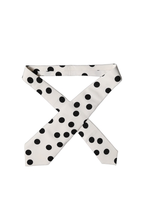 Dolce & Gabbana White Black Polka Dot Silk Adjustable Women Necktie Tie