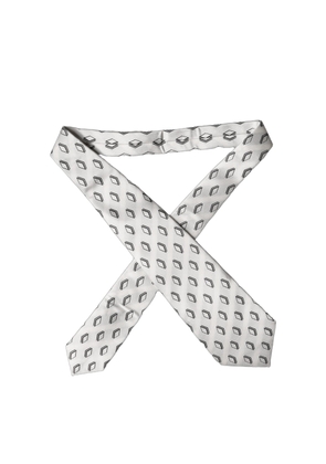 Dolce & Gabbana White Patterned Silk Adjustable Women Tied Necktie Tie