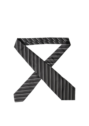 Dolce & Gabbana Black White Stripes Silk Adjustable Women Necktie Tie