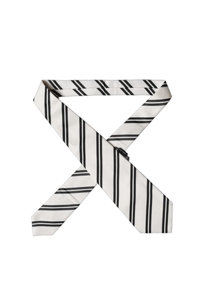 Dolce & Gabbana White Black Stripes Silk Adjustable Women Necktie Tie