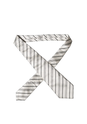 Dolce & Gabbana White Black Stripes Silk Adjustable Women Necktie Tie