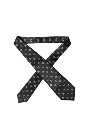 Dolce & Gabbana Black White Geometric Silk Adjustable Women Necktie Tie