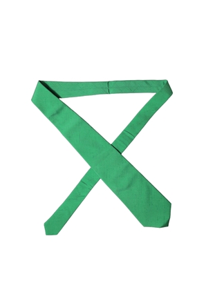 Dolce & Gabbana Green Solid Silk Cotton Adjustable Women Necktie Tie