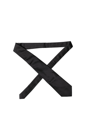 Dolce & Gabbana Black Solid Satin Silk Adjustable Women Necktie Tie