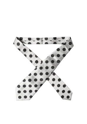 Dolce & Gabbana White Black Polka Dot Silk Adjustable Women Necktie Tie