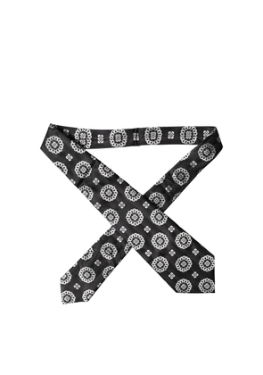 Dolce & Gabbana Black White Floral Silk Adjustable Women Necktie Tie