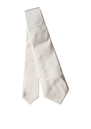 Dolce & Gabbana Off White Solid Silk Adjustable Women Tied Necktie Tie