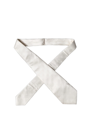 Dolce & Gabbana Off White Geometric Silk Adjustable Women Necktie Tie