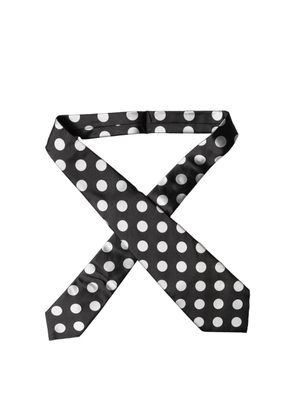 Dolce & Gabbana Black White Polka Dot Silk Adjustable Women Necktie Tie