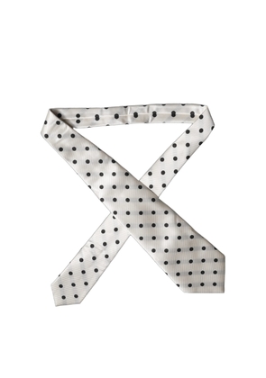 Dolce & Gabbana White Black Polka Dot Silk Adjustable Women Necktie Tie