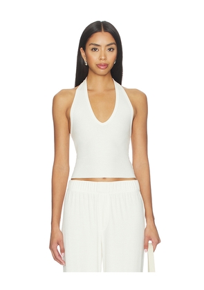 Eterne Cropped Halter Top in Cream. Size L. Also in M, S, XS.