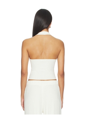 Eterne Cropped Halter Top in Cream. Size L. Also in XS, S, M.
