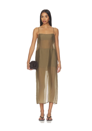 EAVES x Coco Ettore Maxi Dress in Olive. Size L. Also in M, S, XL, XS.