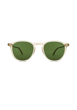 Garrett Leight Hampton Sun in Champagne & Pure Green in White.