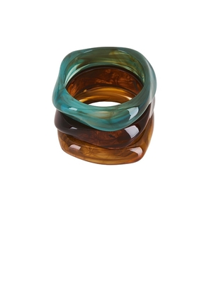Amber Sceats Natadola Bracelet Set in Teal, Brown, Mustard.