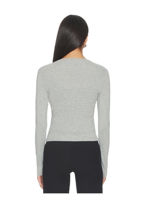 DONNI. The Baby Rib Criss Cross Long Sleeve in Light Grey. Size L. Also in M, S, XS.