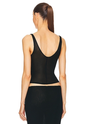 Helsa Sheer Knit Tank Top in Black. Size L. Also in XXS, XS, S, M, XL.