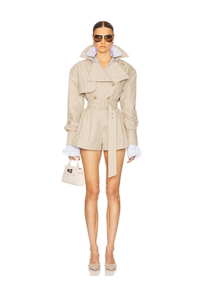 Helsa The Short Trench Jumpsuit in Neutral. Size M. Also in S, XL, XS.