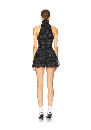 Helsa The Gemma Dress in Printed Silk Chiffon in Black. Size L. Also in XXS, XS, S, M, XL.