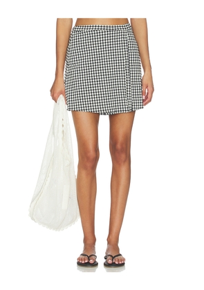 Juillet Wrap Skirt in Black,White. Size L. Also in XS, S, M, XL.