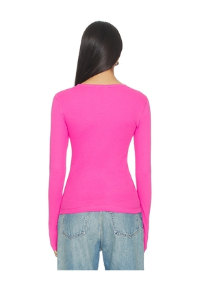Ganni Soft Cotton Rib Long Sleeve Top in Pink. Size L. Also in S, M, XL.