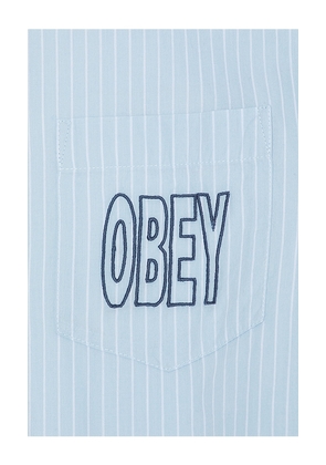 Obey Bigwig Blueprint Woven Shirt in Blue. Size M. Also in L.