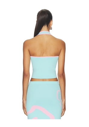 Kulani Kinis Knit Halter Top in Baby Blue. Size S. Also in XS, M, L, XL.