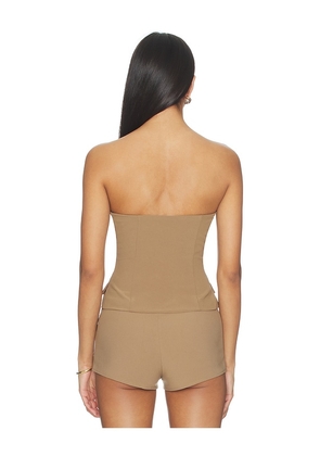 MORE TO COME Twila Strapless Top in Tan. Size L. Also in S, M.