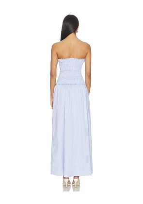 MORE TO COME Izabella Strapless Maxi Dress in Blue. Size L. Also in S, M.