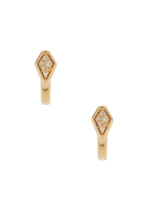 STONE AND STRAND Pave Knife Edge Kite Huggie Earrings in Metallic Gold.