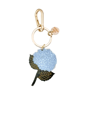 Solar Eclipse Hand-painted Hydrangea Bag Charm & Keychain in Baby Blue.