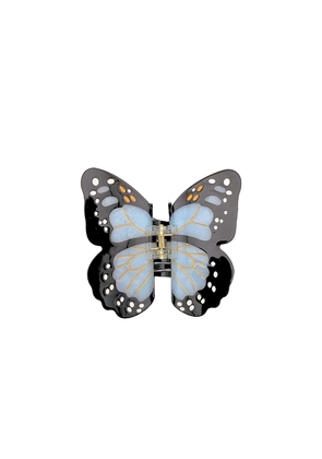 Solar Eclipse Hand-painted Monarch Butterfly Claw Hair Clip in Baby Blue.