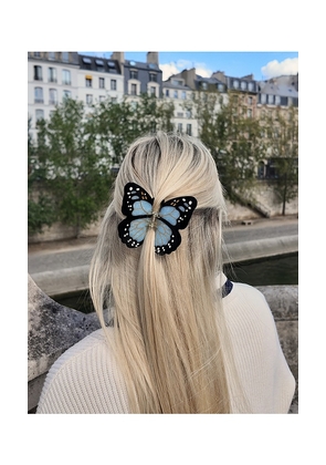 Solar Eclipse Hand-painted Monarch Butterfly Claw Hair Clip in Baby Blue.