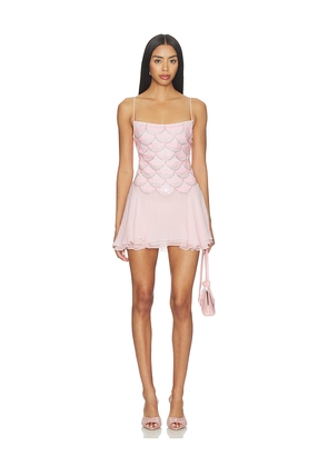 retrofete Dreeny Embroidered Dress in Pink. Size L. Also in S, M, XL.