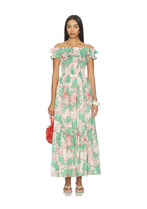 Poupette St Barth Suzanne Long Dress in Green. Size L. Also in M, S, XS.