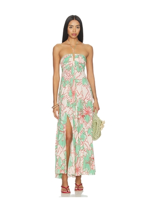 Poupette St Barth Carla Long Dress in Green. Size L. Also in M, S, XS.