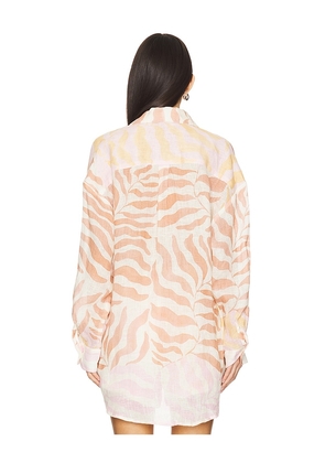 vitamin A Playa Linen Boyfriend Shirt in Beige. Size M. Also in S.