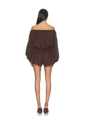Tularosa Kai Linen Romper in Brown. Size L. Also in XXS, XS, S, M.