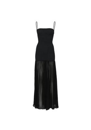 Hunza G crinkled-finish sheer-skirt maxi dress - Black