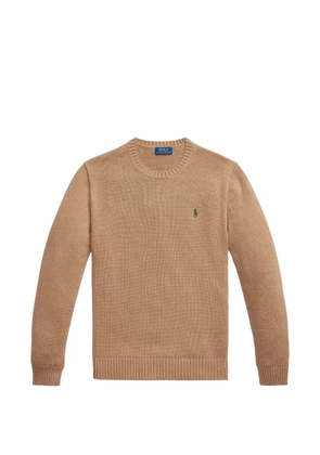 Polo Ralph Lauren embroidered-logo crew-neck sweater - Brown