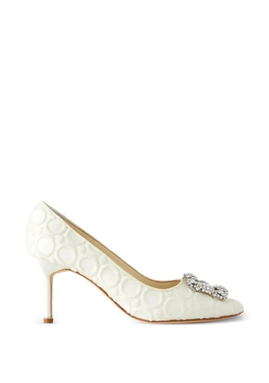 Manolo Blahnik Hangisi crystal-buckle pumps - Neutrals