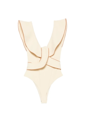 Johanna Ortiz Crinkle ruffled-detail swimsuit - Neutrals