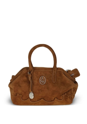 Ash Josephine Texas logo-plaque suede shoulder bag - Brown
