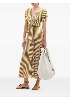 Silvia Tcherassi tie front striped dress - Brown